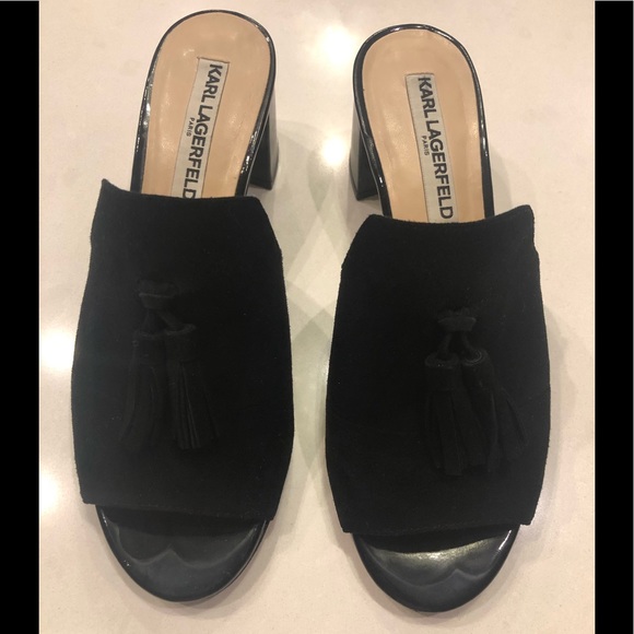 Karl Lagerfeld Shoes - Karl Lagerfeld Patent & Suede Mules
